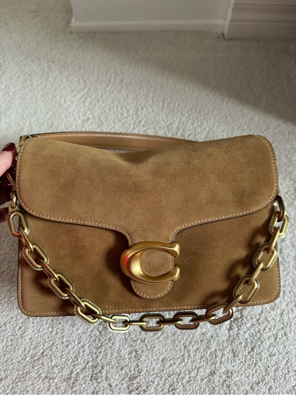 Coach Chain Tabby Shoulder Bag Sand Suede - NWOT - Picture 3 of 8